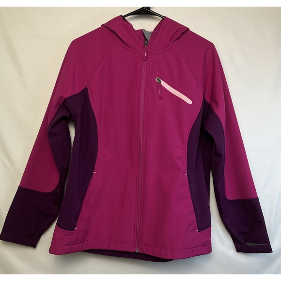 Free Tech Women's Size Pink/Purple Large Long Sleeve Hooded Zip Up Jacket - Picture 1 of 11